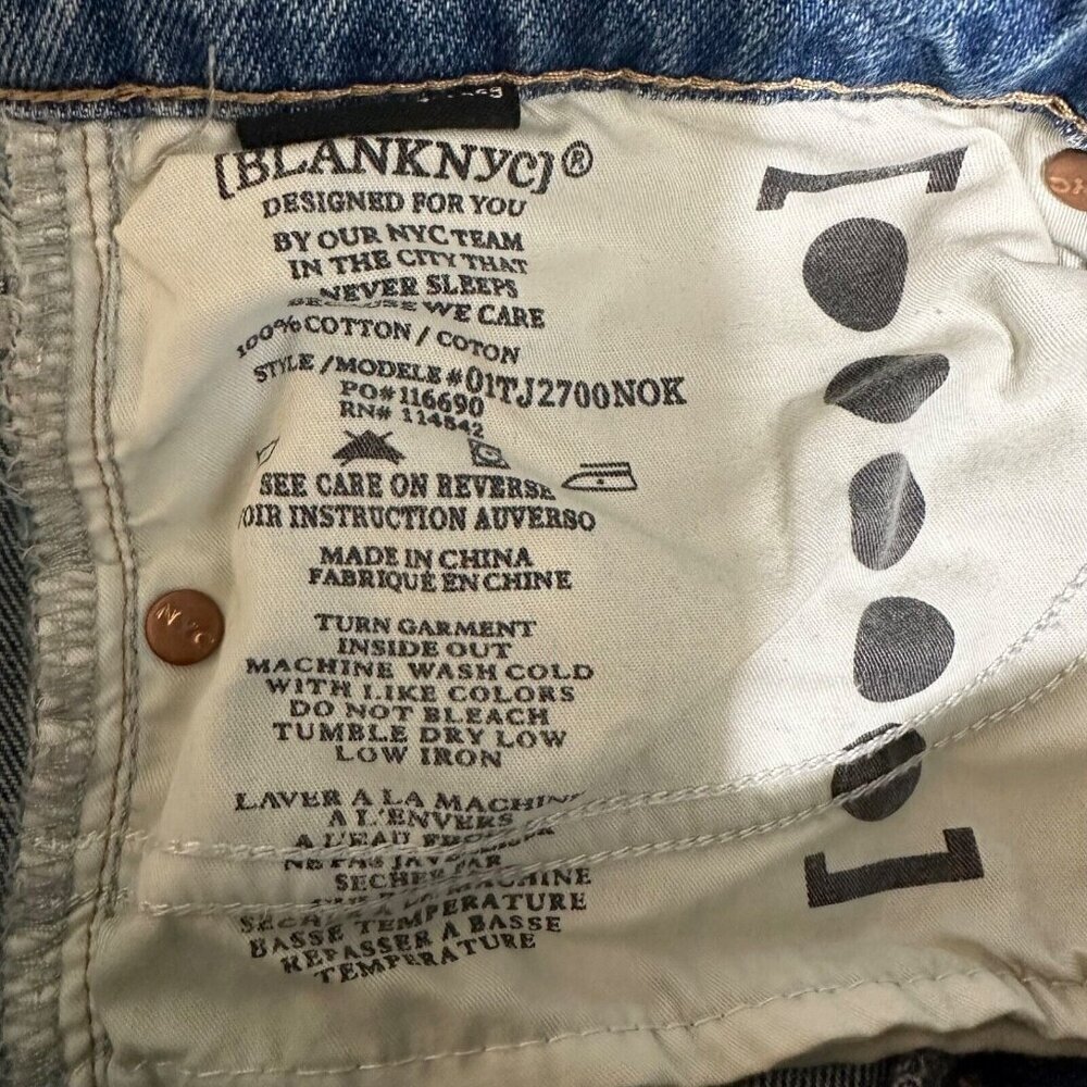 Blank NYC Women‎ Size 31 Baxter Ribcage Straight Leg Jean Bangkok Raw Hem NWT - Picture 5 of 5